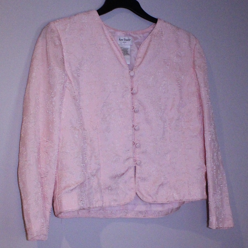 Vintage Ann Travis Pink Blazer Size 14P
